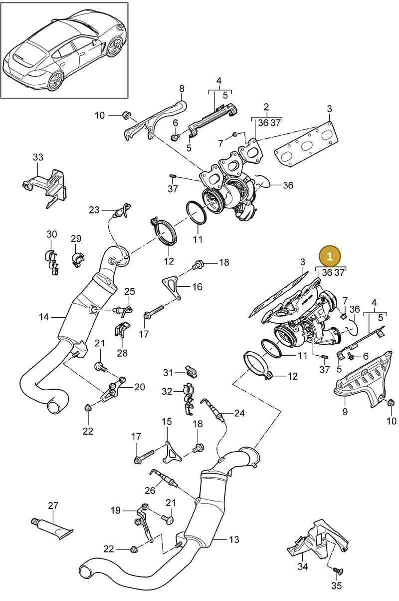 95811112912 — Porsche Panamera (2009-2016) diagram p35202020, position 1