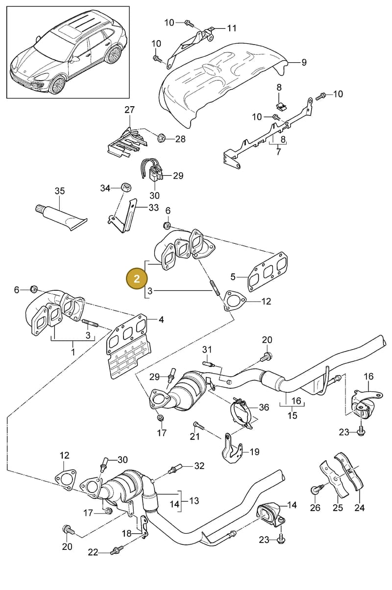 95811113021 — Porsche Cayenne (2010-2018) diagram p37202010, position 2