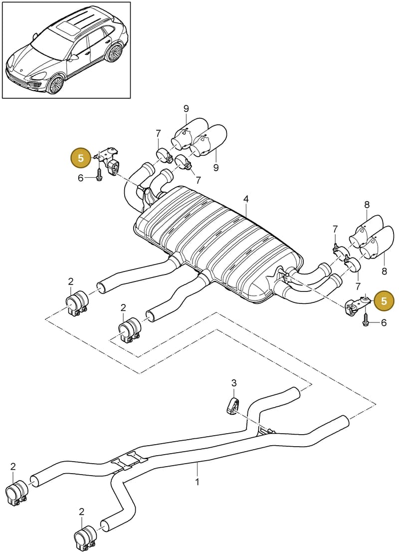 95811115010 — Porsche Cayenne (2010-2018) diagram p37202040, position 5