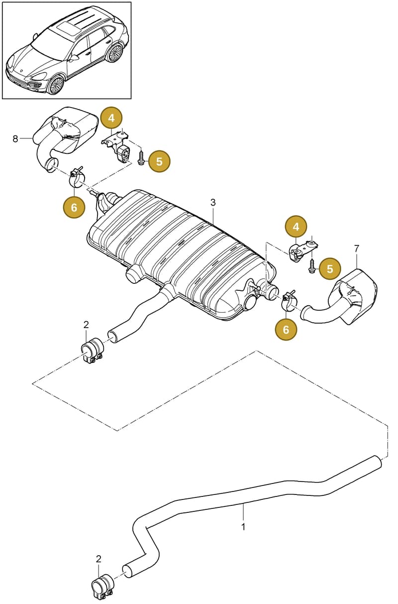 95811115010 — Porsche Cayenne (2010-2018) diagram p37202050, position 4+5+6