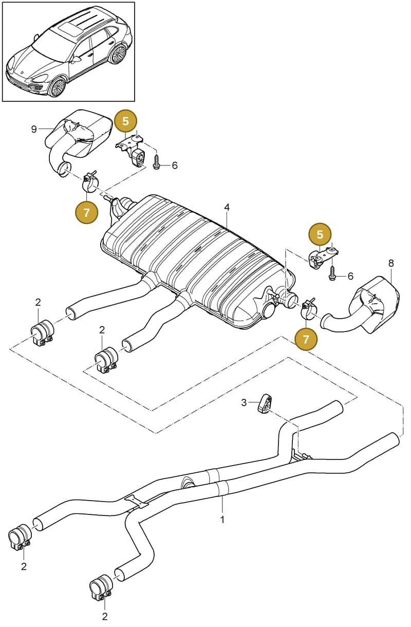 95811115010 — Porsche Cayenne (2010-2018) diagram p37202030, position 5+7
