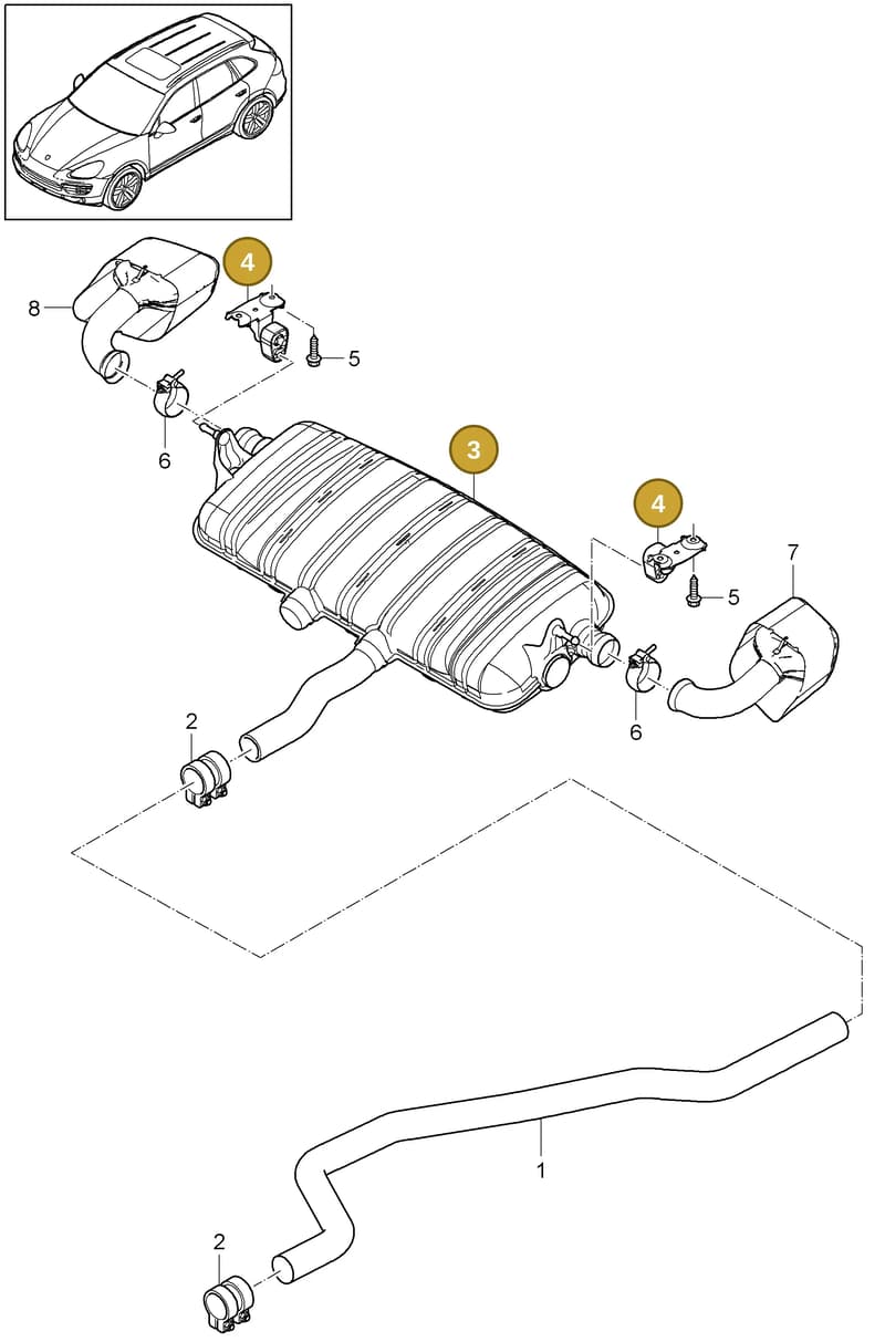 95811115100 — Porsche Cayenne (2010-2018) diagram p37202050, position 3+4