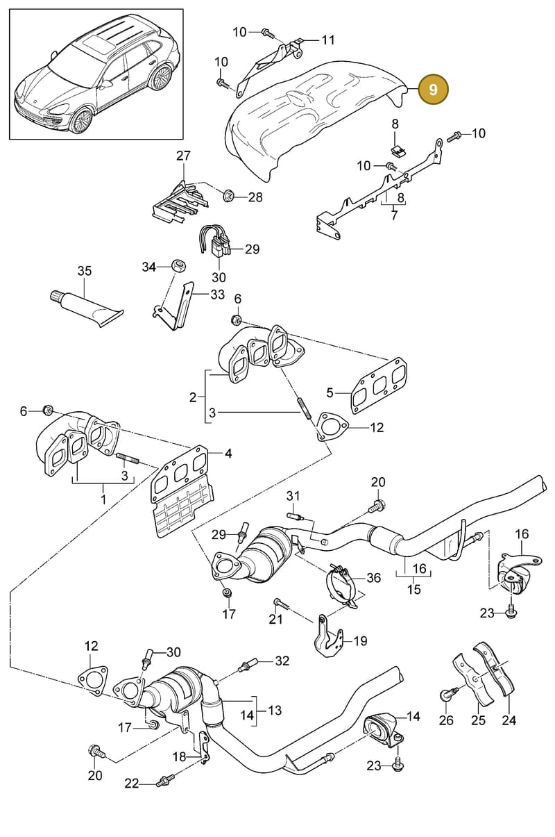 95811121500 — Porsche Cayenne (2010-2018) diagram p37202010, position 9