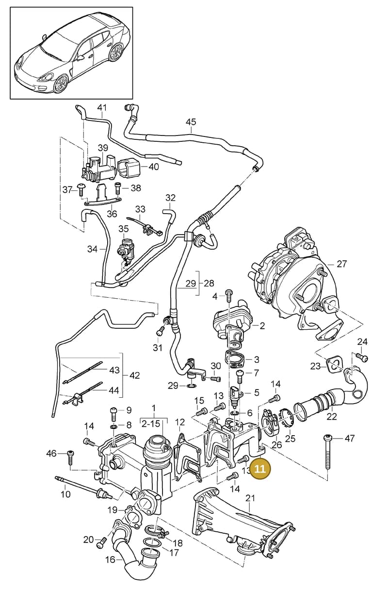 95811122300 — Porsche Panamera (2009-2016) diagram p35108020, position 11
