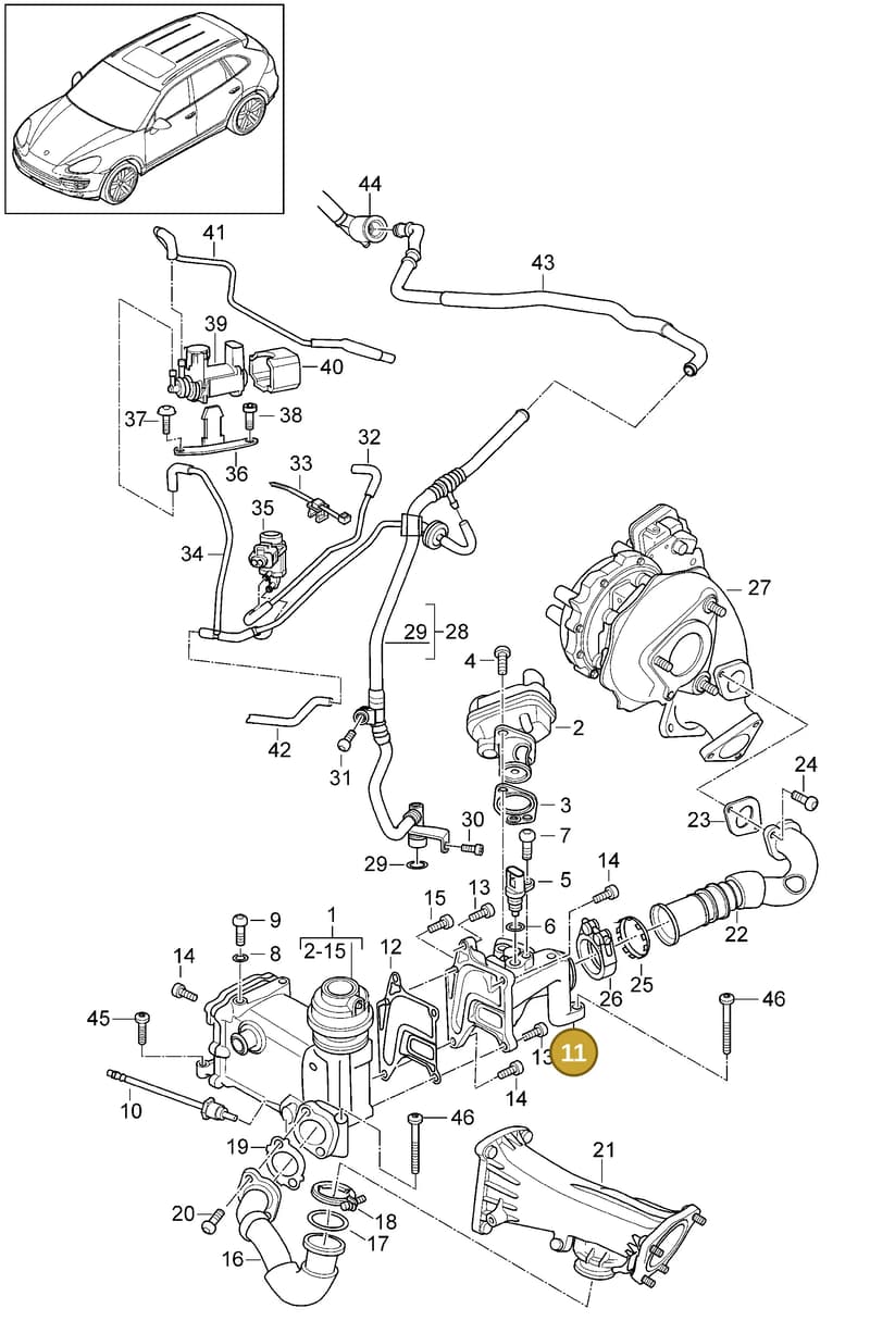 95811122300 — Porsche Cayenne (2010-2018) diagram p37108060, position 11