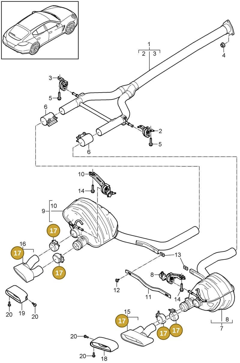 95811124000 — Porsche Panamera (2009-2016) diagram p35202080, position 17