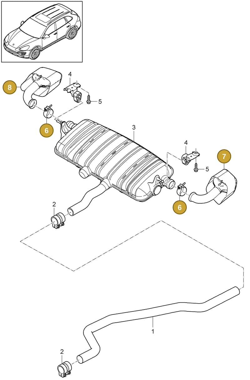 95811124000 — Porsche Cayenne (2010-2018) diagram p37202050, position 6+7+8