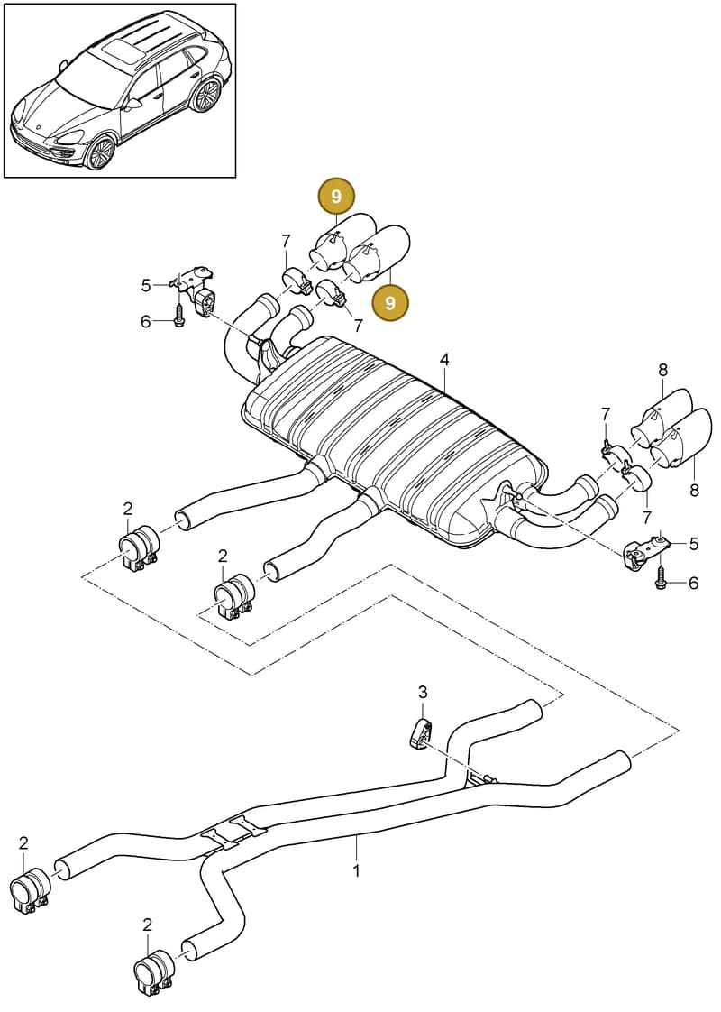 95811125250 — Porsche Cayenne (2010-2018) diagram p37202040, position 9