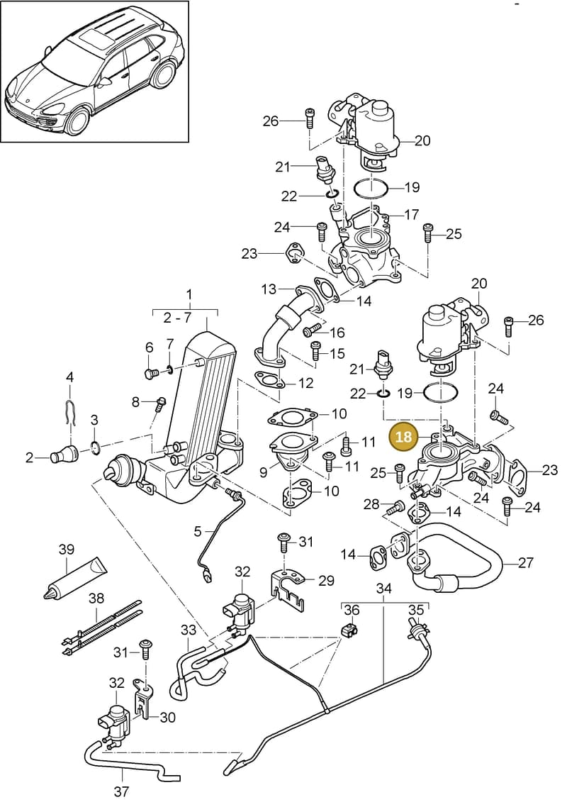 95811142301 — Porsche Cayenne (2010-2018) diagram p37108070, position 18