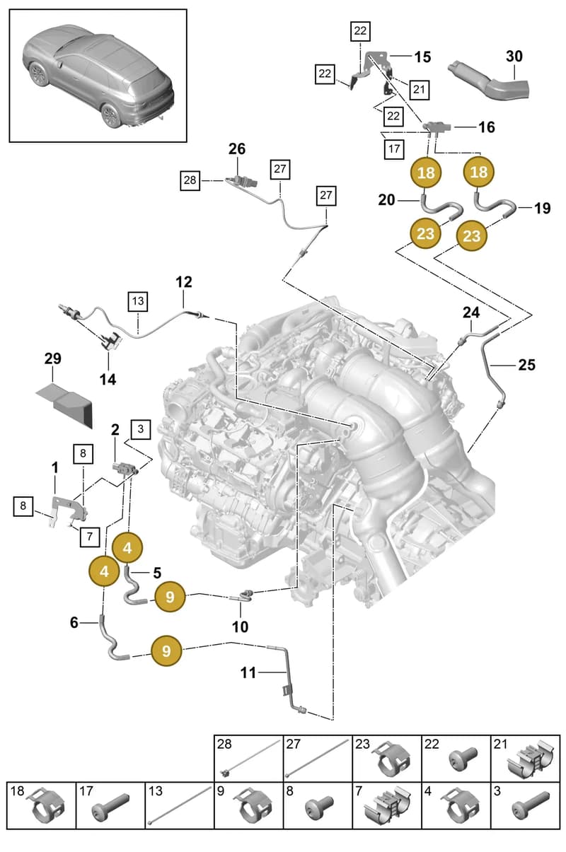 95811148310 — Porsche Cayenne (2017-2023) diagram p51202210, position 4+9+18+23