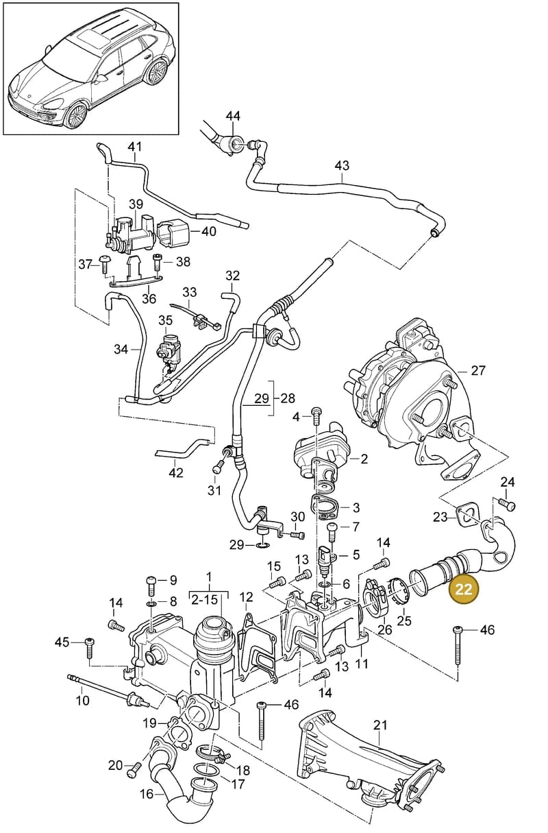 95811152501 — Porsche Cayenne (2010-2018) diagram p37108060, position 22