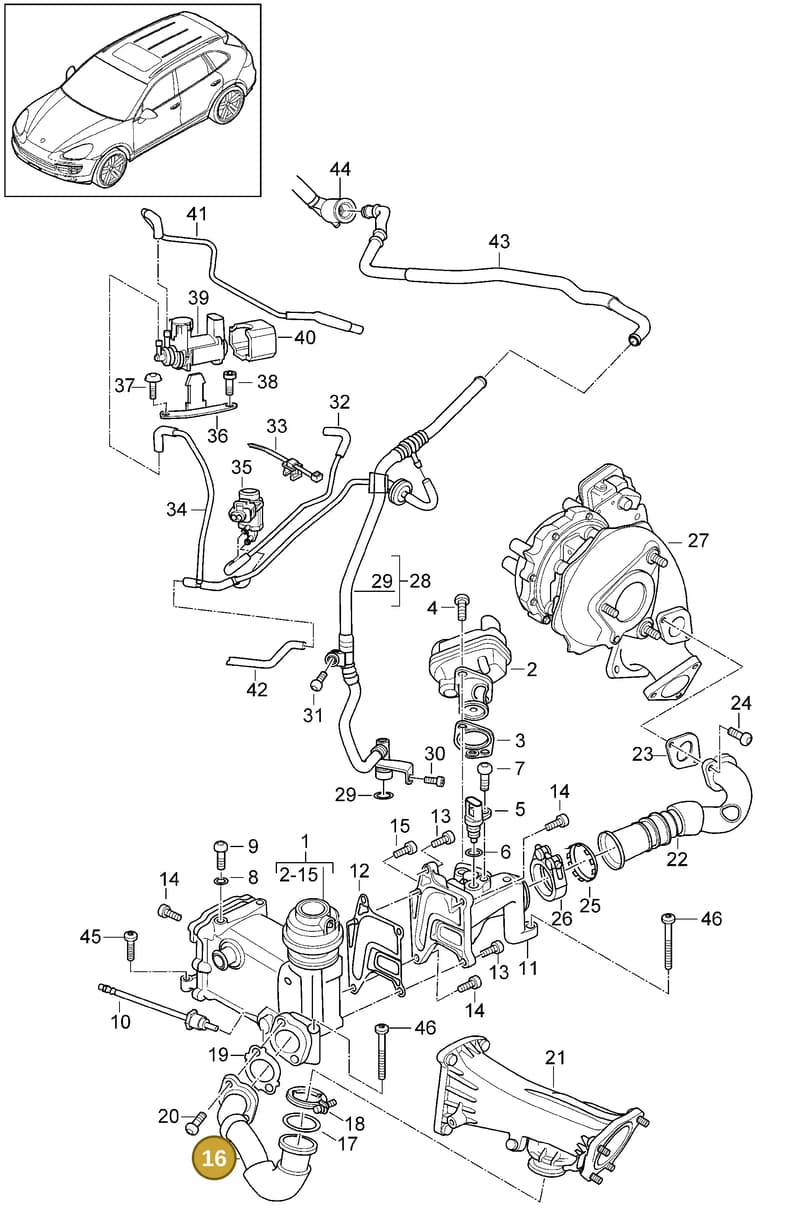 95811153001 — Porsche Cayenne (2010-2018) diagram p37108060, position 16