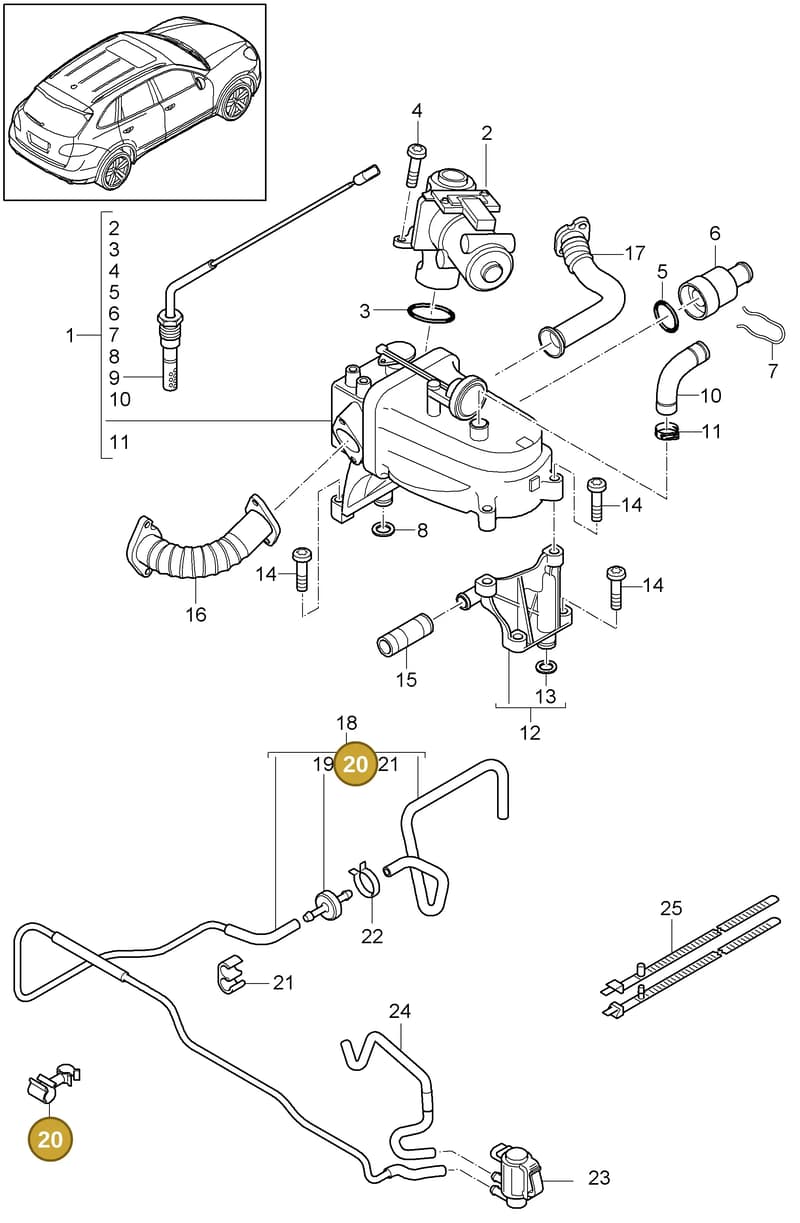 95811169410 — Porsche Cayenne (2010-2018) diagram p37108050, position 20