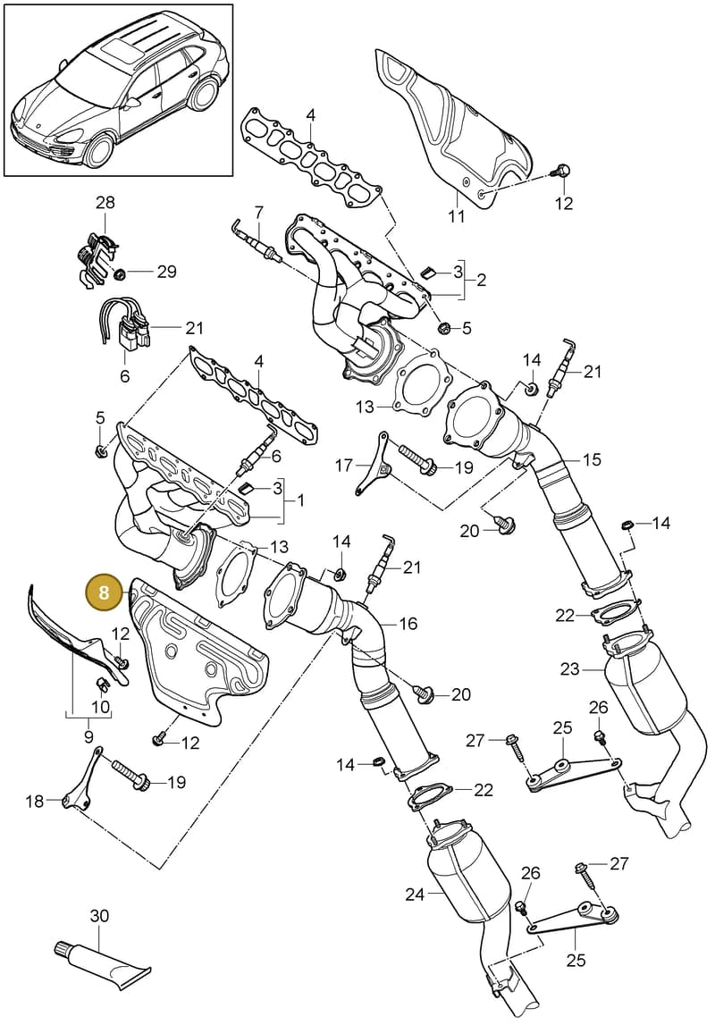 958113021FX — Porsche Cayenne (2010-2018) diagram p37202000, position 8