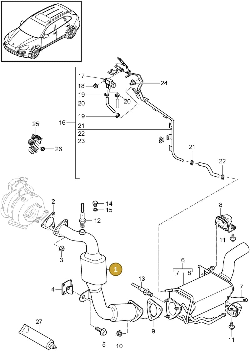958113025BX — Porsche Cayenne (2010-2018) diagram p37202020, position 1