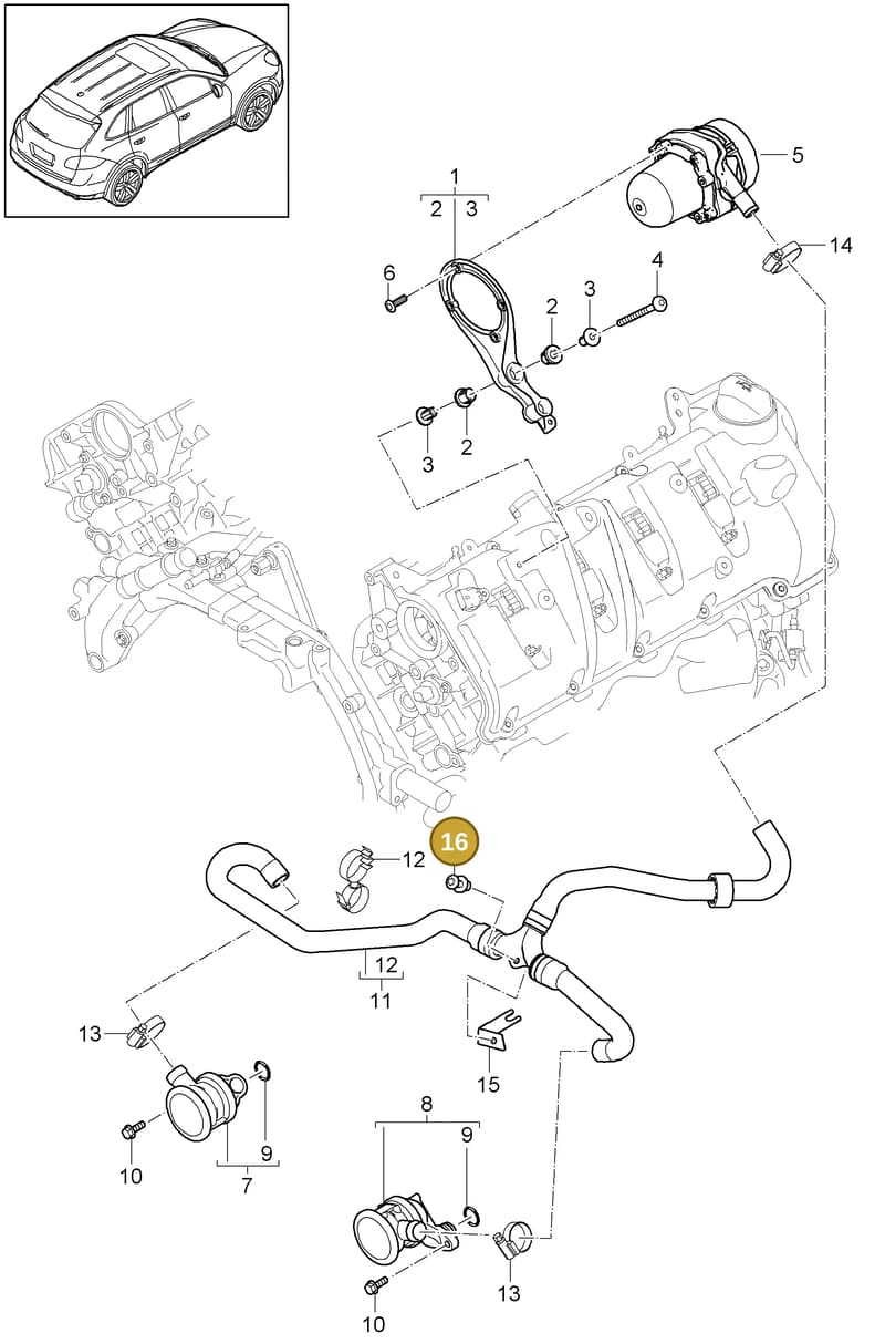 95811330700 — Porsche Cayenne (2010-2018) diagram p37108000, position 16