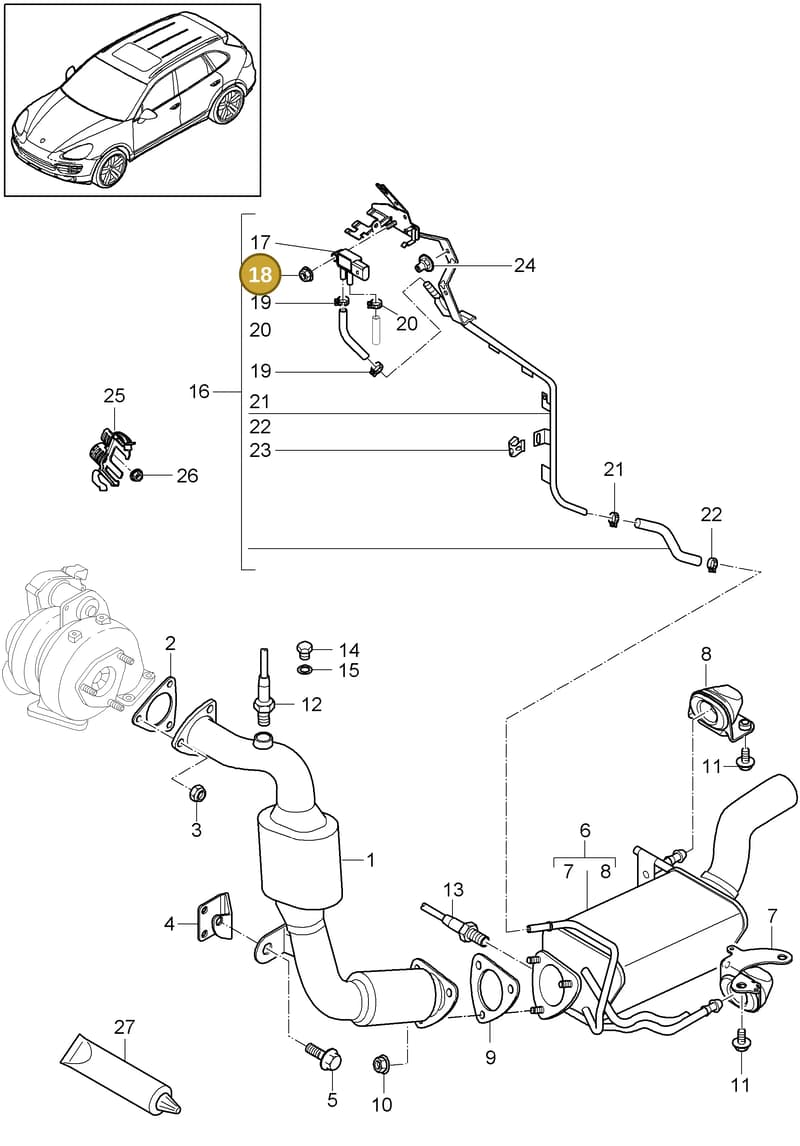 95811378433 — Porsche Cayenne (2010-2018) diagram p37202020, position 18