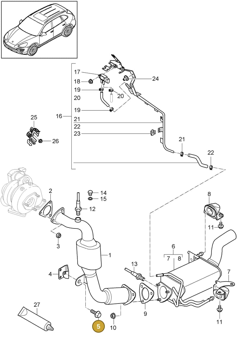 95811390200 — Porsche Cayenne (2010-2018) diagram p37202020, position 5