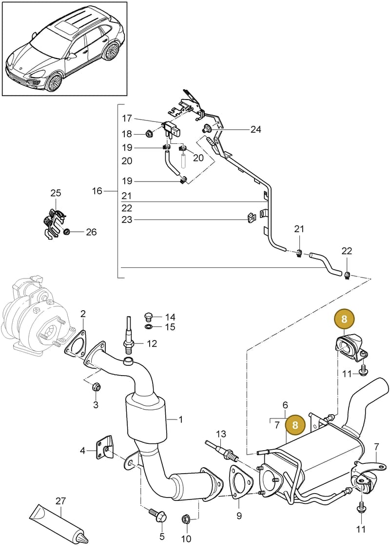 95811390300 — Porsche Cayenne (2010-2018) diagram p37202020, position 8