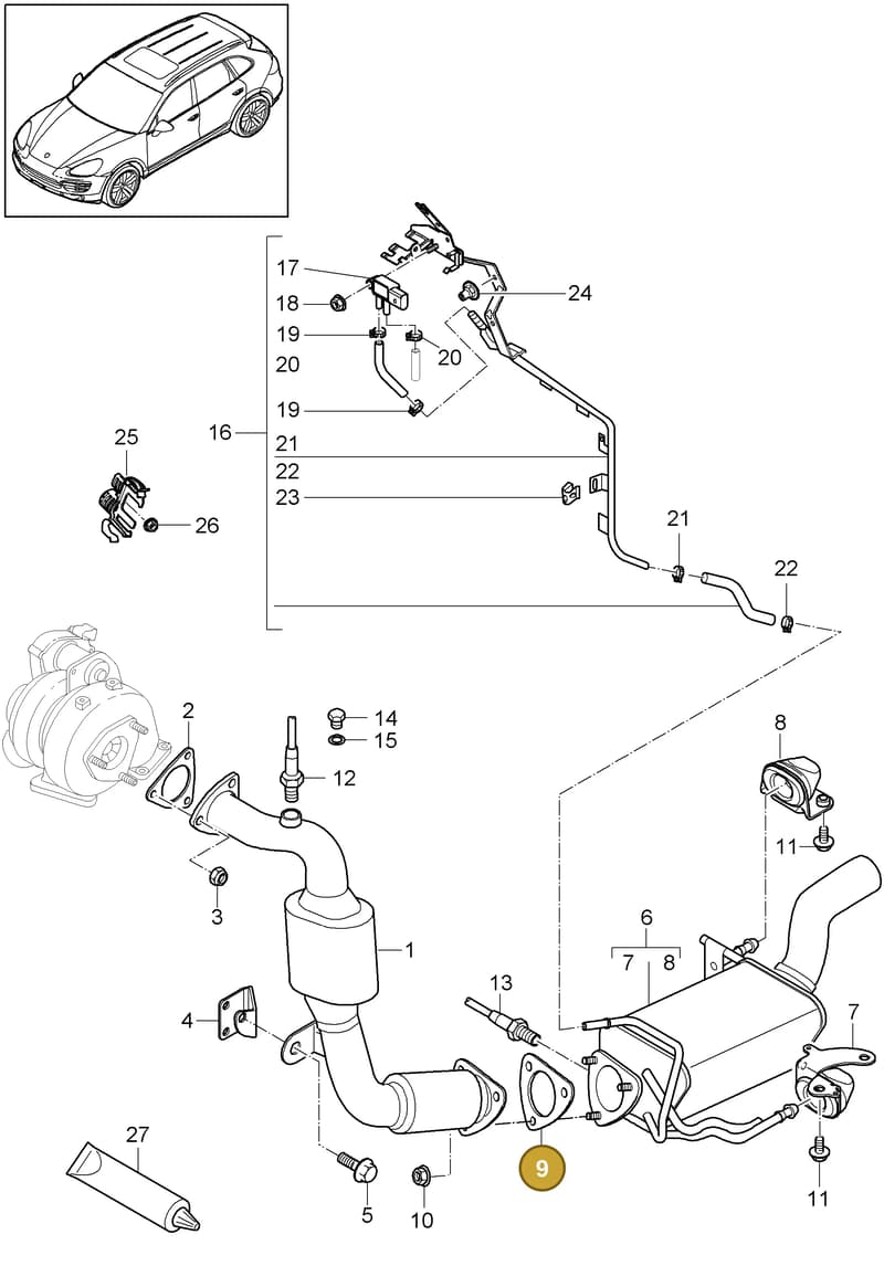 95811390400 — Porsche Cayenne (2010-2018) diagram p37202020, position 9