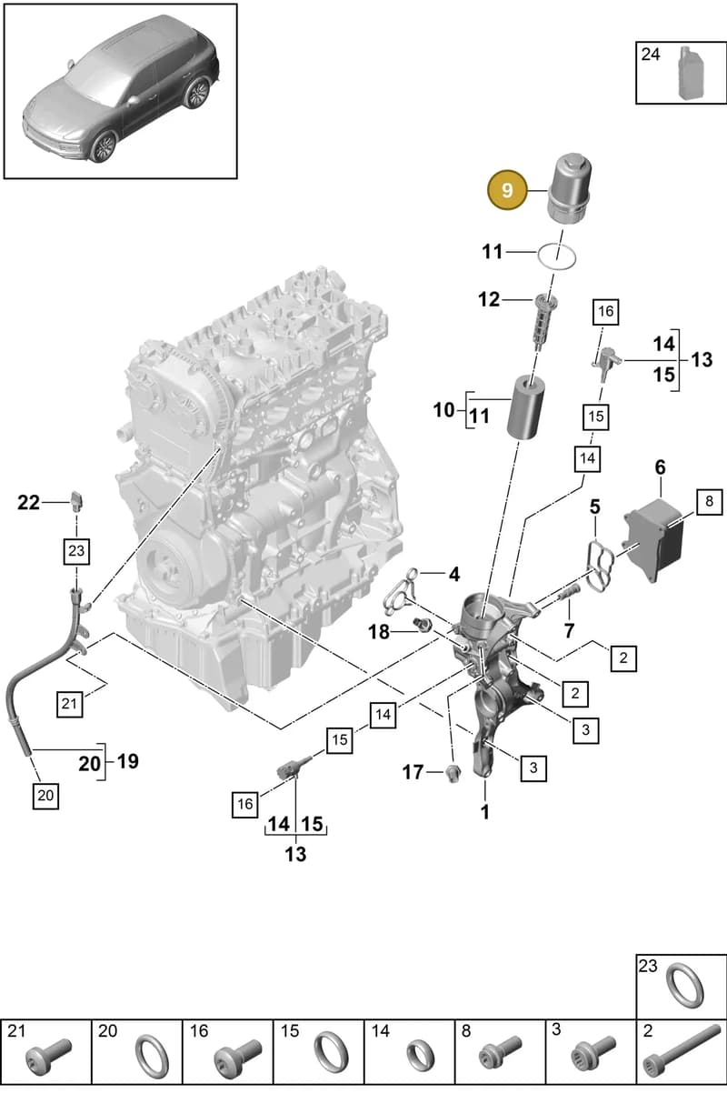 95811540810 — Porsche Cayenne (2017-2023) diagram p51104015, position 9