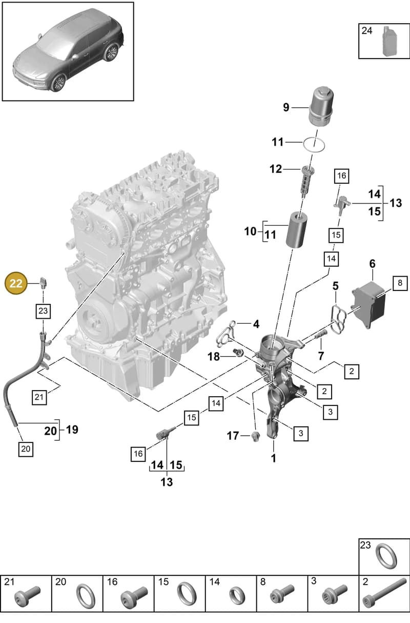 95811541830 — Porsche Cayenne (2017-2023) diagram p51104015, position 22