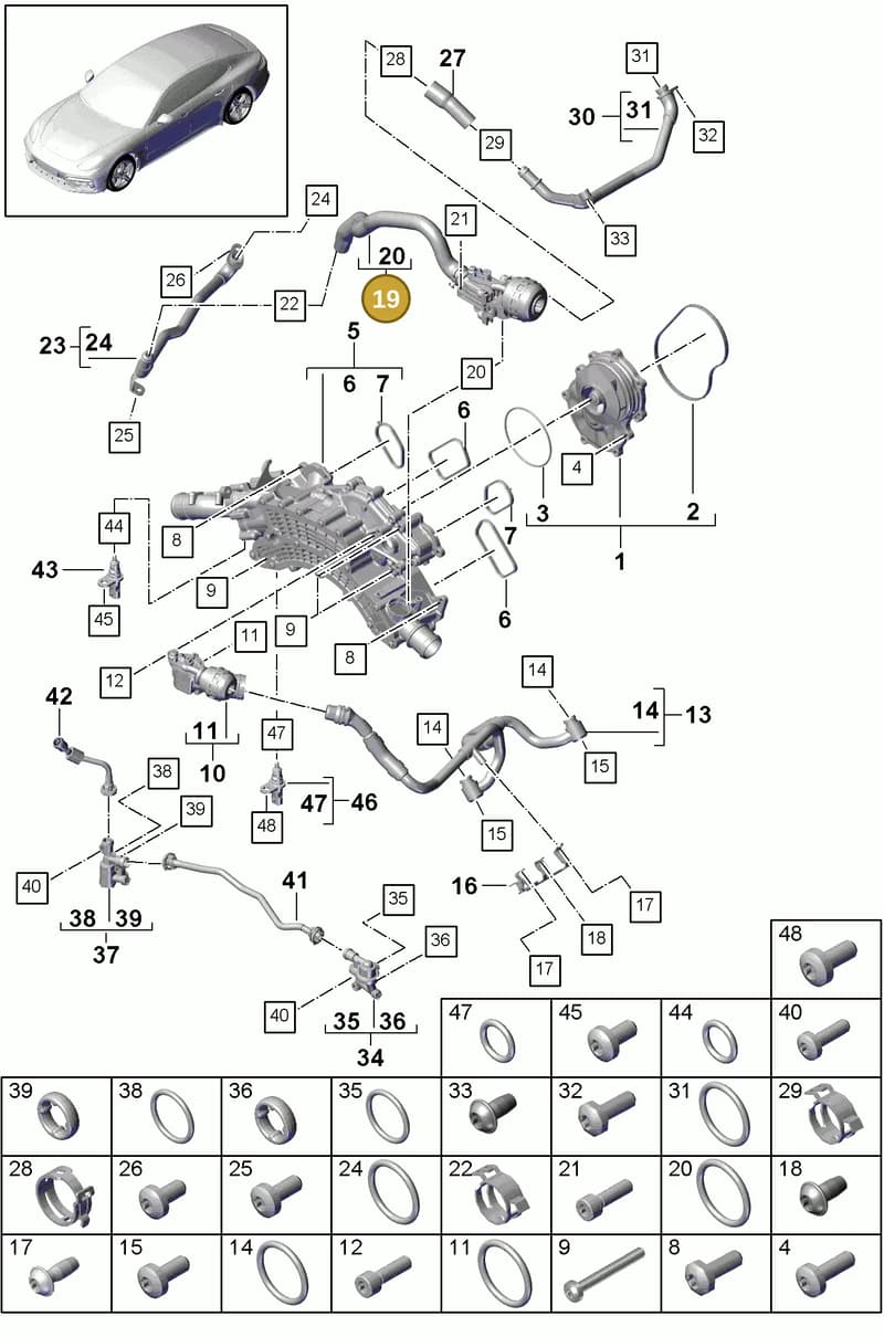 958121737 — Porsche Panamera (2016-2020) diagram p49105010, position 19