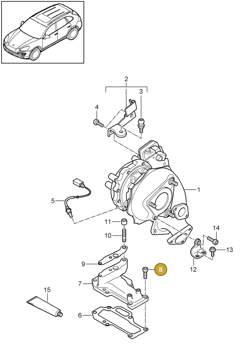 95812312300 — Porsche Cayenne (2010-2018) diagram p37202080, position 8