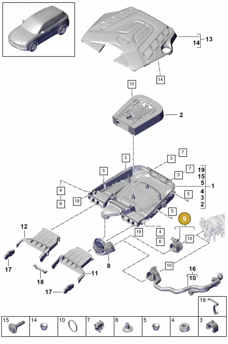95812966510 — Porsche Cayenne (2017-2023) diagram p51106010, position 9