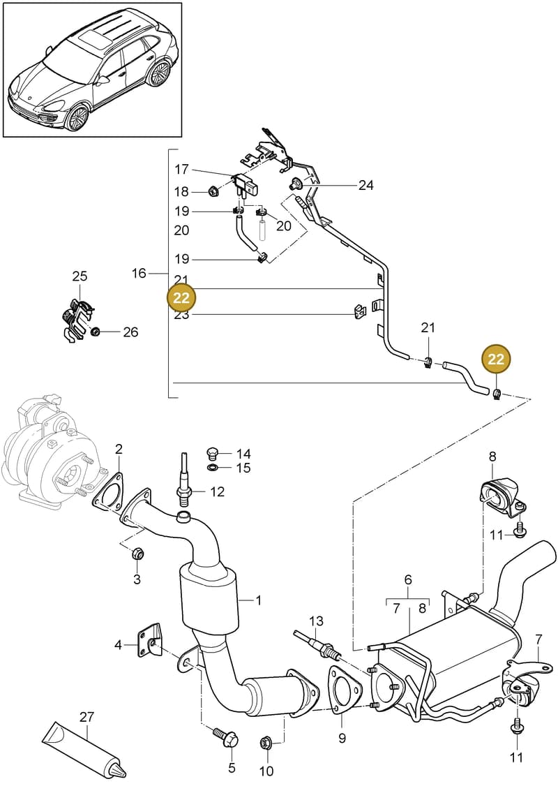 95813155200 — Porsche Cayenne (2010-2018) diagram p37202020, position 22