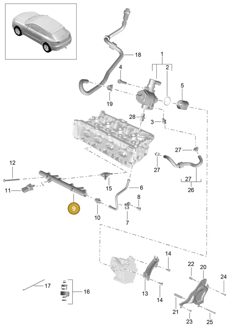 95813331701 — Porsche Macan (2013-2018) diagram p44107050, position 9