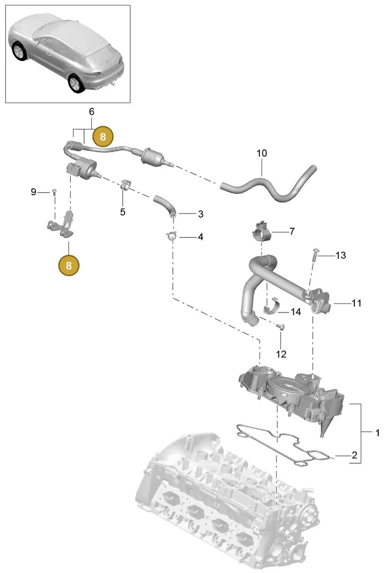 95813351910 — Porsche Macan (2013-2018) diagram p44107010, position 8