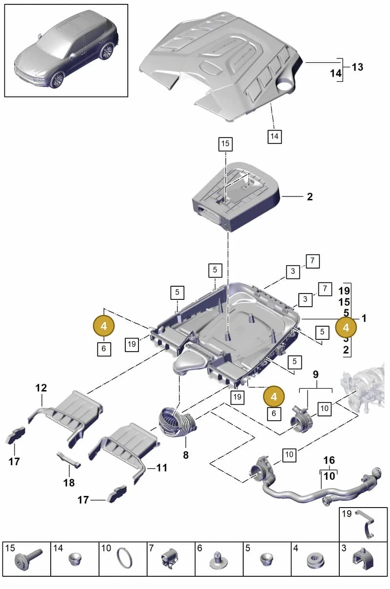 95813356720 — Porsche Cayenne (2017-2023) diagram p51106010, position 4