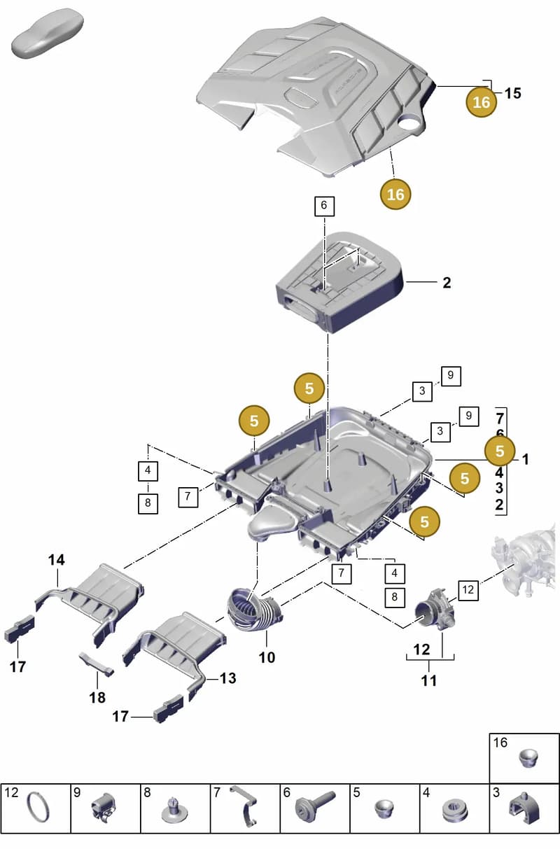 95813356730 — Porsche Cayenne Coupe (2023-2023) diagram p60106010, position 5+16