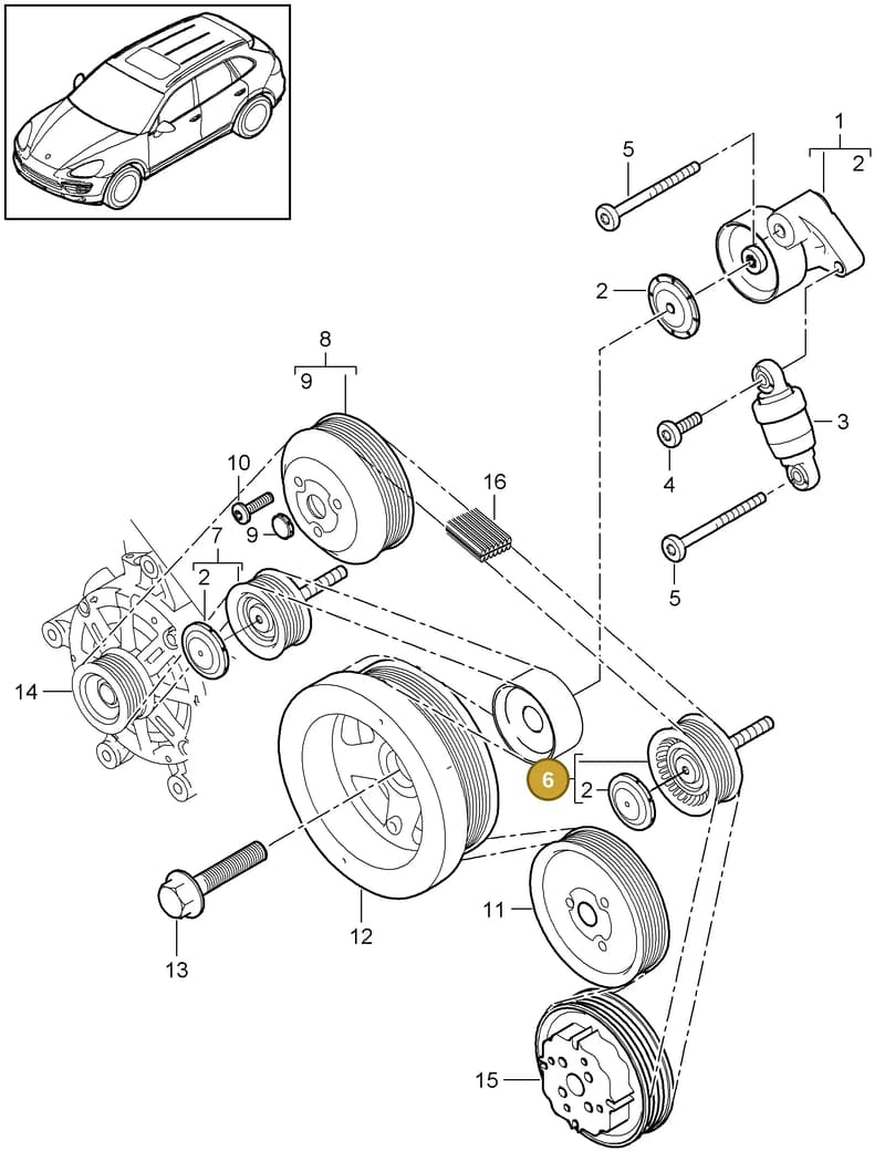 95814527601 — Porsche Cayenne (2010-2018) diagram p37102080, position 6