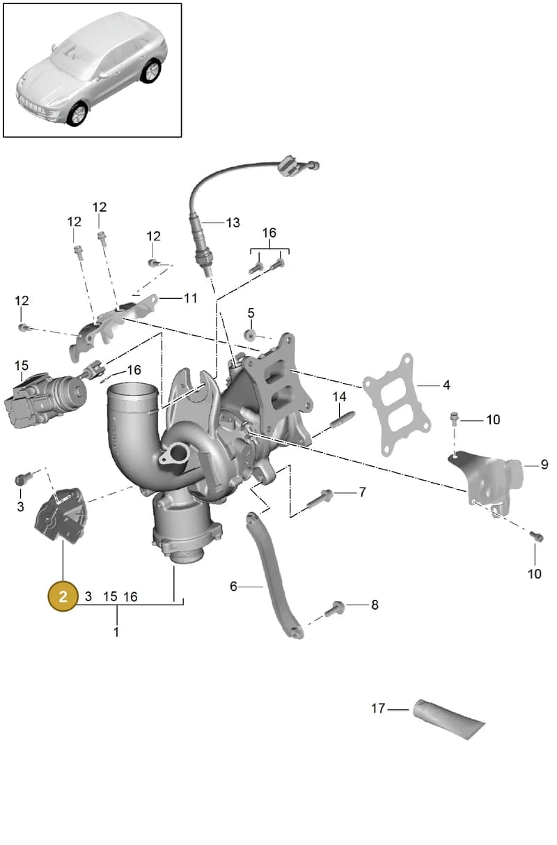 95814571000 — Porsche Macan (2013-2018) diagram p44202030, position 2