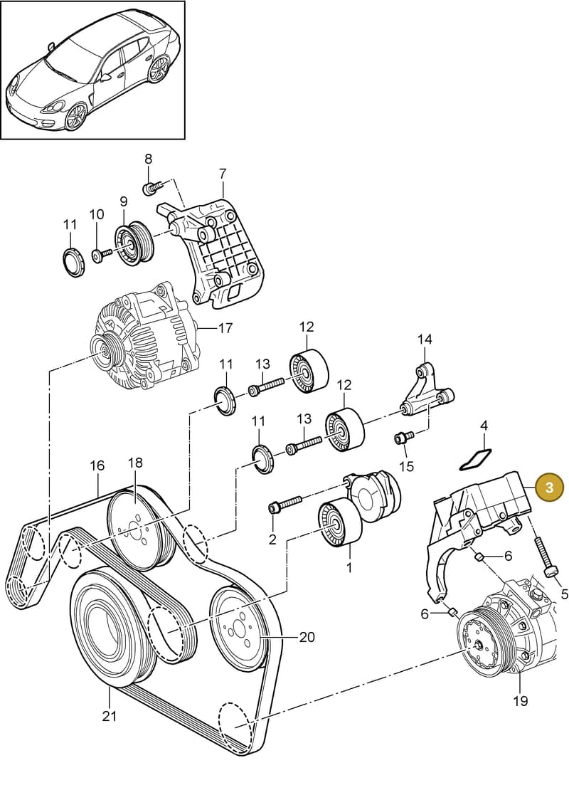 95814715121 — Porsche Panamera (2009-2016) diagram p35102090, position 3