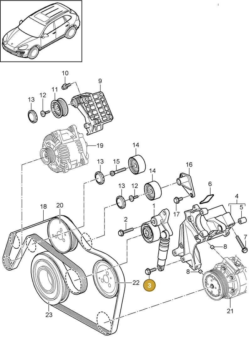 95814715121 — Porsche Cayenne (2010-2018) diagram p37102090, position 3