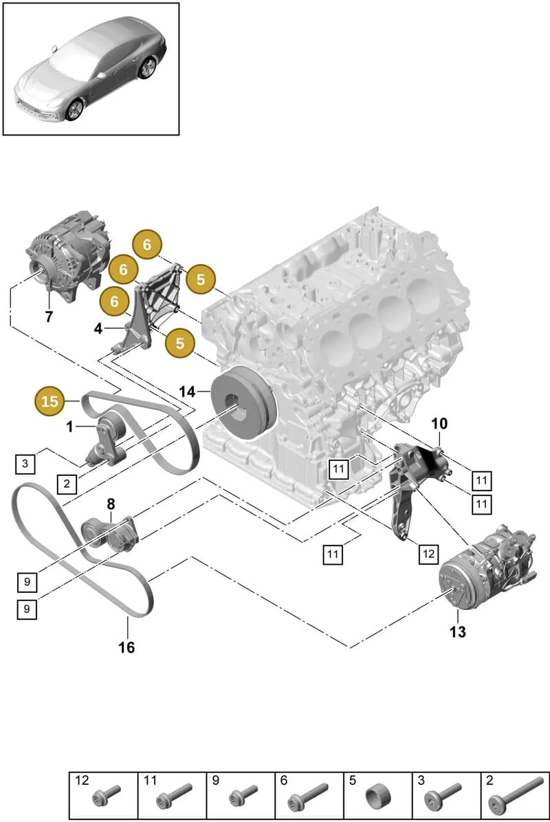 95814750100 — Porsche Panamera (2016-2020) diagram p49102040, position 5+6+15