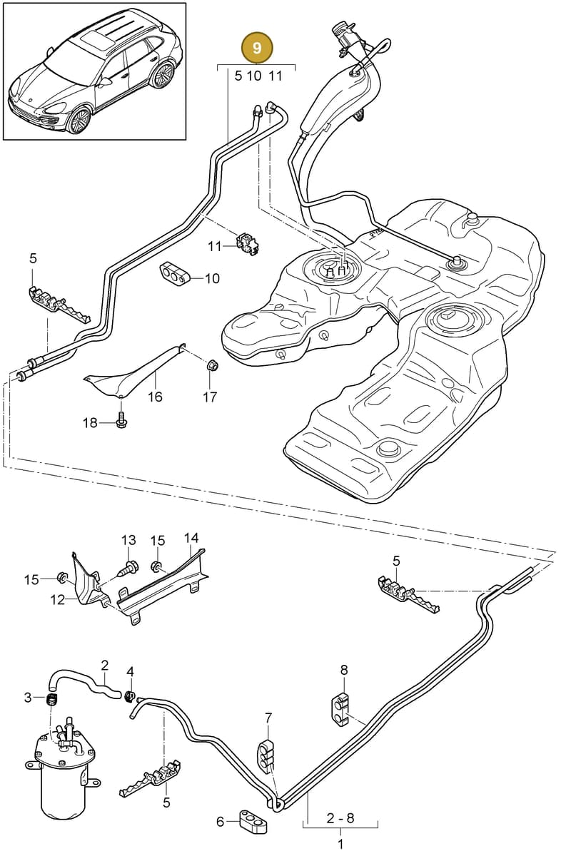 95820108220 — Porsche Cayenne (2010-2018) diagram p37201030, position 9