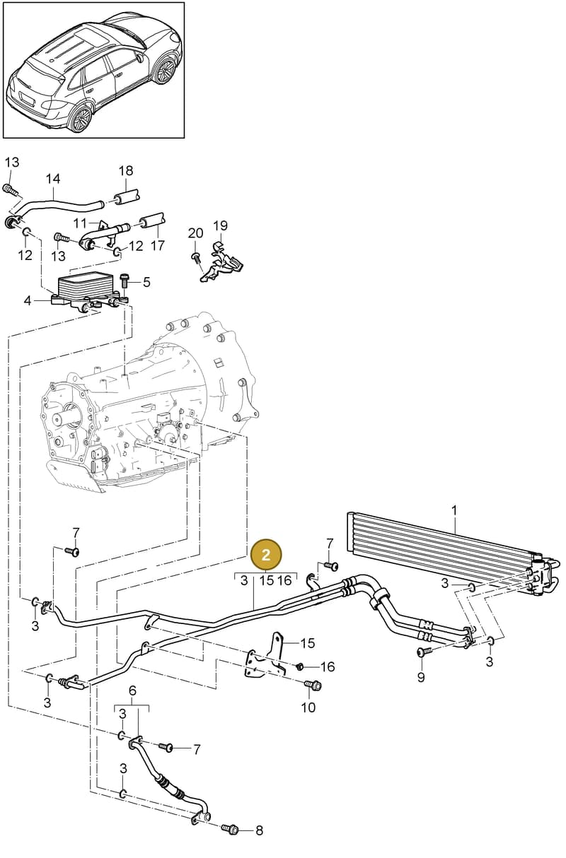 95830708220 — Porsche Cayenne (2010-2018) diagram p37360030, position 2