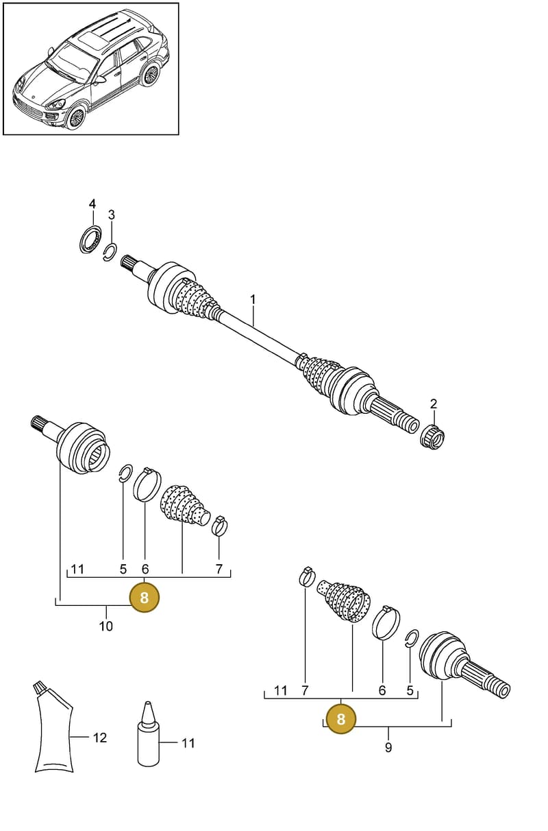 95833290100 — Porsche Cayenne (2010-2018) diagram p37501030, position 8