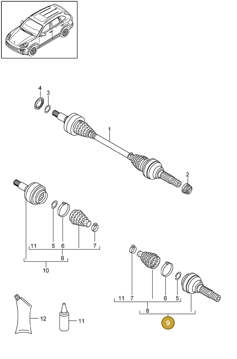 95833290210 — Porsche Cayenne (2010-2018) diagram p37501030, position 9