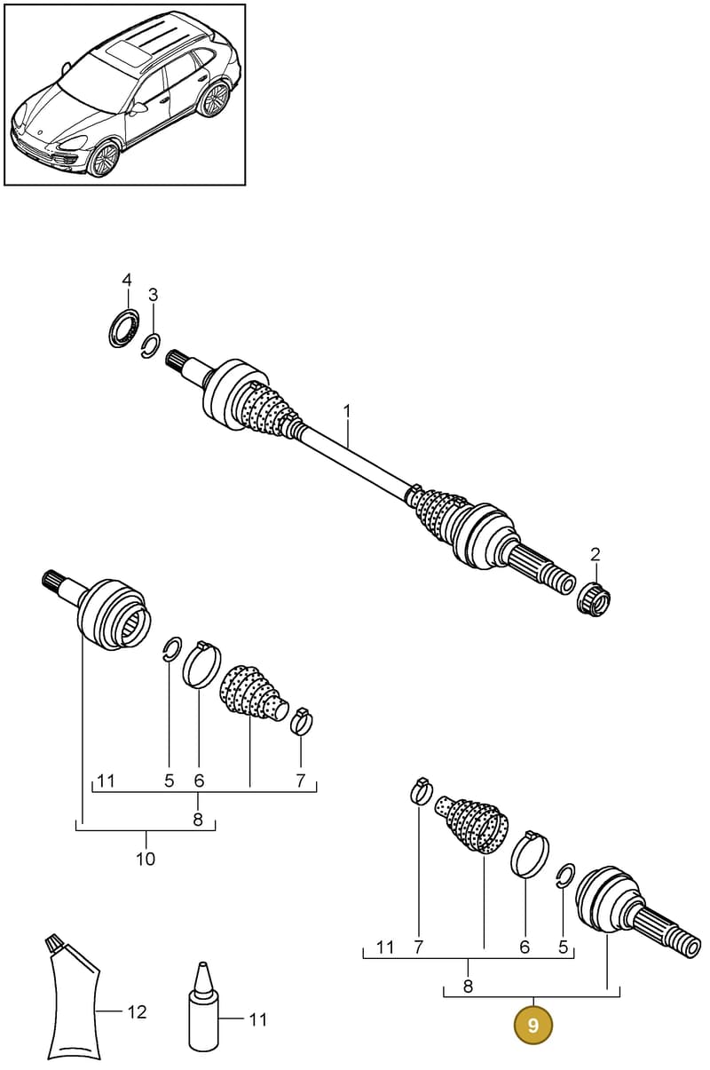 95833290210 — Porsche Cayenne (2010-2018) diagram p37501010, position 9