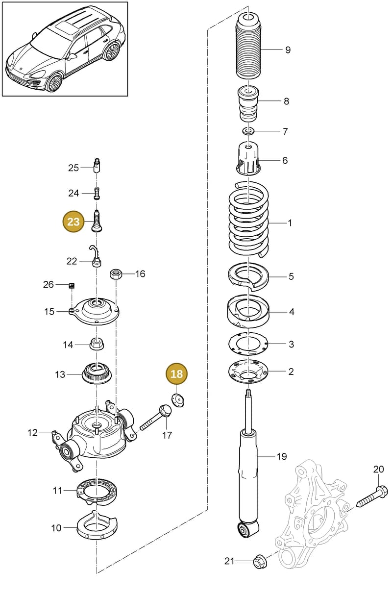 95833318300 — Porsche Cayenne (2010-2018) diagram p37502000, position 18+23