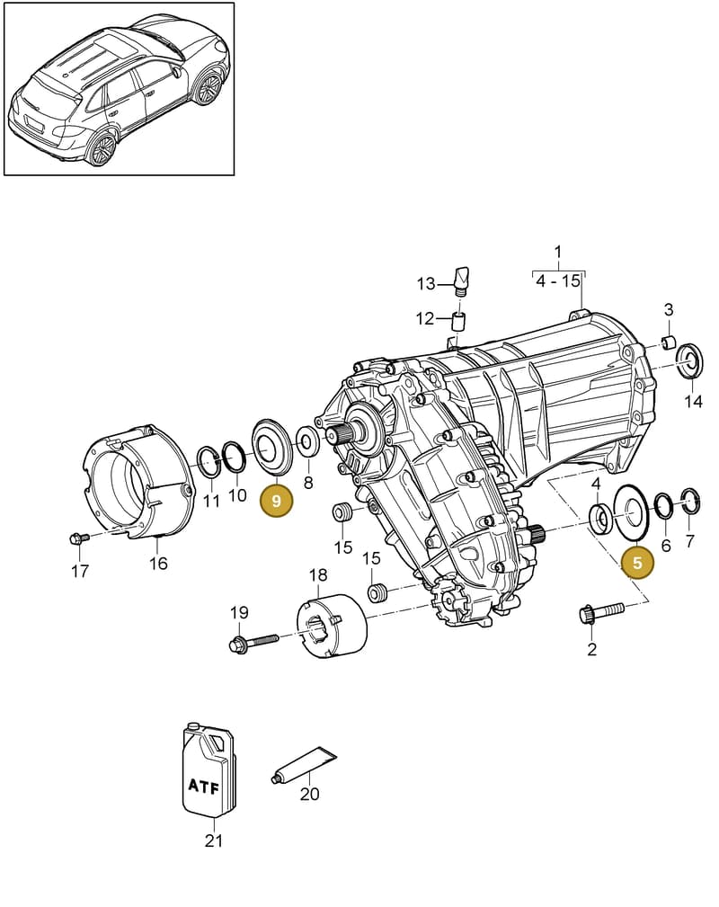95834137500 — Porsche Cayenne (2010-2018) diagram p37305020, position 5+9