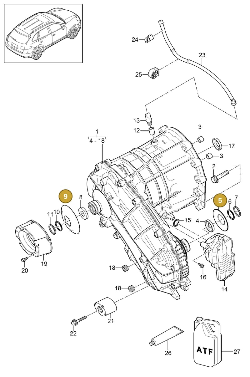 95834137500 — Porsche Cayenne (2010-2018) diagram p37305010, position 5+9