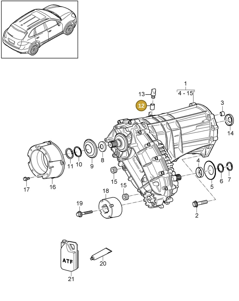 95834139500 — Porsche Cayenne (2010-2018) diagram p37305020, position 12