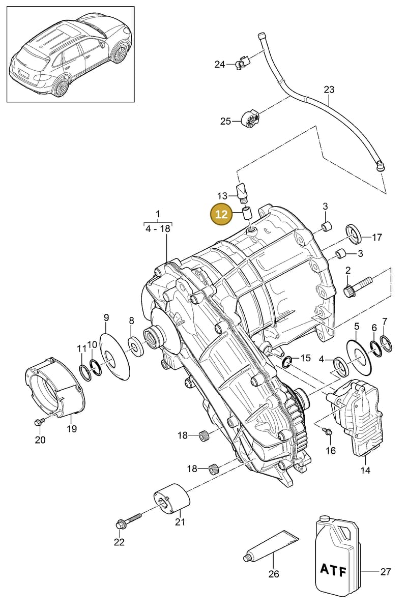 95834139500 — Porsche Cayenne (2010-2018) diagram p37305010, position 12