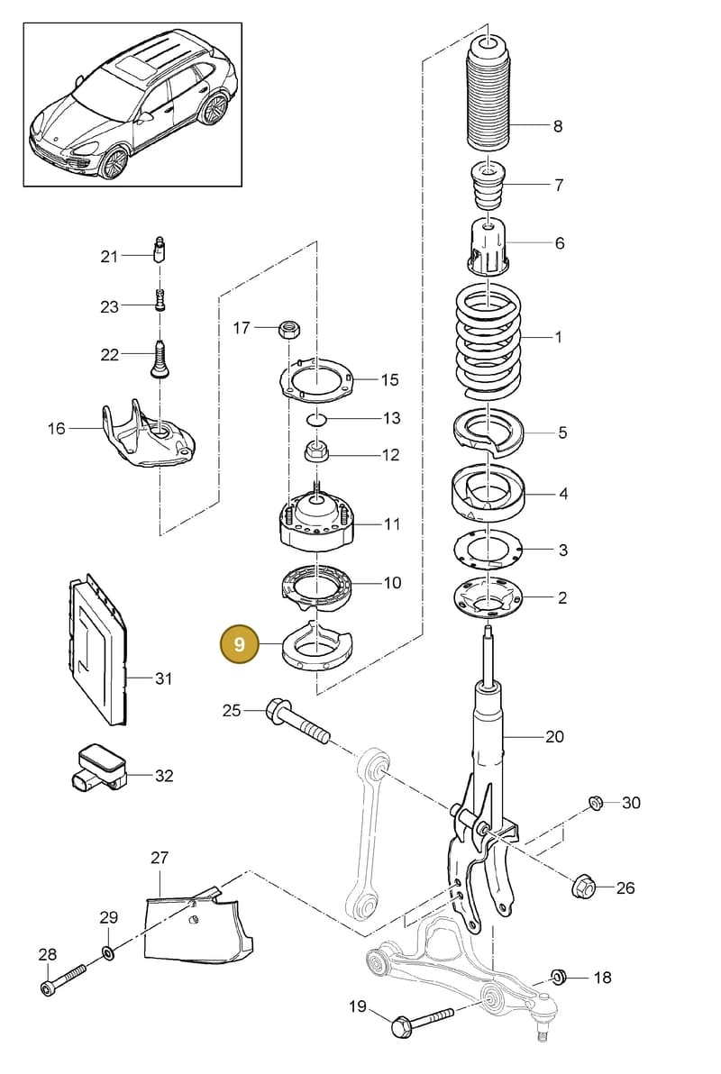 95834306000 — Porsche Cayenne (2010-2018) diagram p37402000, position 9